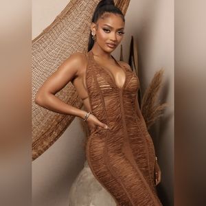 Tan Crochet Coverup Dress